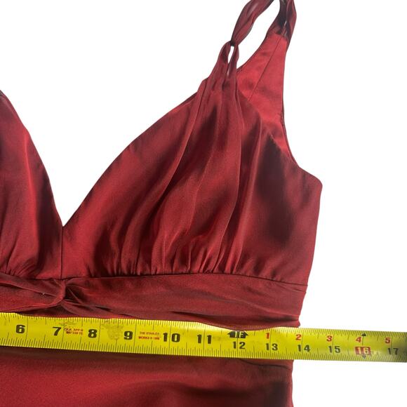 Vintage Formal Red Silk Bias Cut Gown 4 90s Y2K Whimsygoth Vamp She's All That - Picture 14 of 15